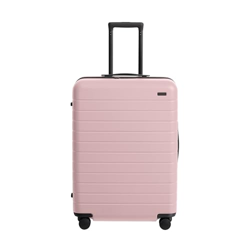 Image of Away Medium Checked Luggage, Lightweight Hard Shell Suitcase with Spinner Wheels, Durable Rolling Luggage, TSA Lock, 26 Inch, Blush Pink