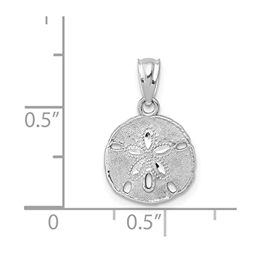 Lex & Lu 14k White Gold Polished & Textured Sand Dollar Pendant3