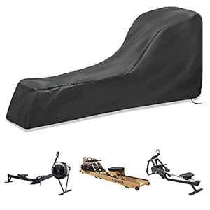 MRWiZMS Schutzhülle Rudergerät Schutzhülle für Fitnessgeräte, Wasserdicht und Staubdicht, 210D Oxford-Stoff Abdeckung Rudergerät, Schwarz, 241x61x102cm