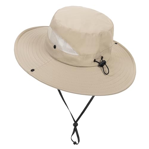 Summer Boy-Girls Outdoor-Sun-Hat Mesh-Fishing-Hat Wide-Brim Safari-Hat Sun-Protection Beach-Bucket-Hat for 5-9Years Older