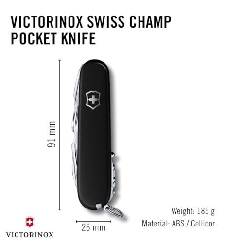 Image of Victorinox Swiss Army Swiss Champ Pocket Knife (Black), 91mm