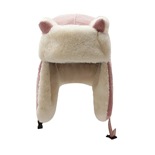 Girl Kids Trapper Hat Winter Earflap Hat Fleece Ushanka Caps with Cat Ears Cute Fur Cap for 8-14 Ski Cap2