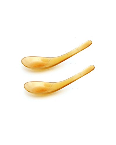 2 pieces Handcrafted Unique Vietnamese Buffalo Horn Chinese Dinner Soup Spoon