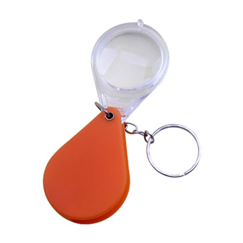 minkissy 2 Pack Magnifier Keychains Plastic Folding 10x Magnifier Loupe Keyring Orange Green Mini Keyring Magnifying Glass for Jewelry Coins Stamps