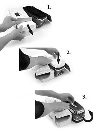 BRISA VW Collection Volkswagen Neoprene Cosmetic Napkin Dispenser Paper Tissue Box for Bathroom in T1 Bus Campervan Design (Red/Black)