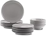 Amazon Basics 18-Piece Dinnerware Set - Smokey Grey, Service for 6
