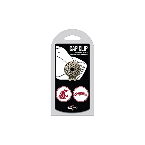 Team Golf NCAA Washington State Cougars Cap Clip With 2 Golf Ball Markers Golf Cap Clip with 2 Removable Double-Sided Enamel Magnetic Ball Markers, Attaches Easily to Hats