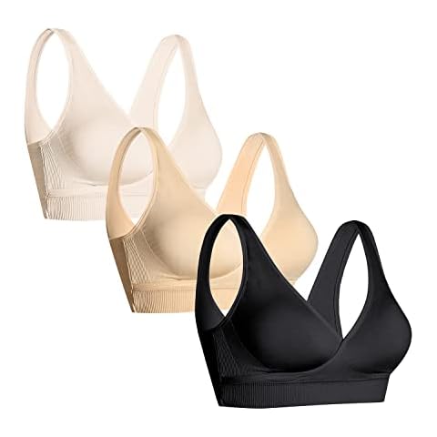 HOFISH Women's Seamless Wirefree Lycra Maternity Breastfeeding Bra Everyday Sleep Bra BlackBeigePink XXL Cover