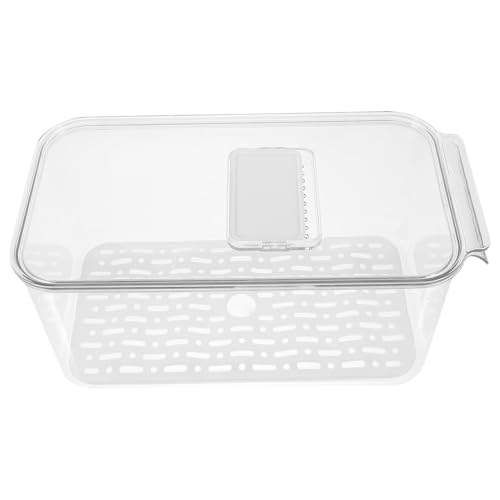 GALPADA 透明仕切り付き冷蔵庫収納ボックス フルーツ収納容器 水切りトレー内蔵 野菜鮮キーパー 食品保存ケース 大容量キッチンオーガナイ