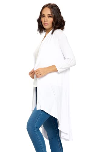 Image of Women's 3 /4 Sleeve Soft Open Front Casual Flowy Long Viscose Made from Bamboo Cardigan