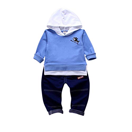 Mummamia Baby Boy Dog Embroidered Full Tee & Pants Set - Blue