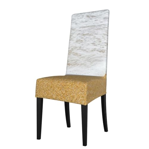 YOFIEN Funda elástica para Silla de Comedor, extraíble y Lavable, con diseño de Arena y Conchas Marinas.