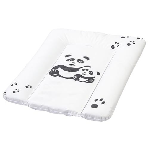 Premium Wickelauflage, erstklassige wasserdichte Wickelunterlage, 70 x 50 cm, Pflegeleichte Glatte Oberfläche, erhöhter Liegecomfort, einfach zu reinigen, leicht zu tragen, Panda weiß