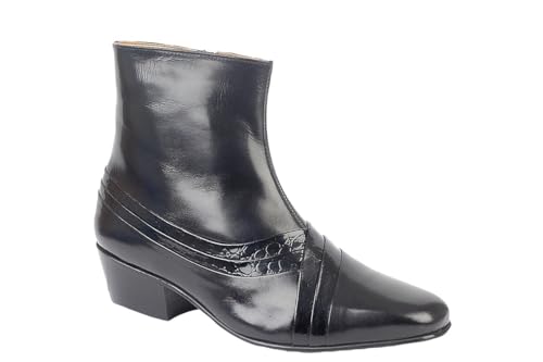Montecatini Mens Reptile Leather Cuban Heel Ankle Boots Black 8 UK