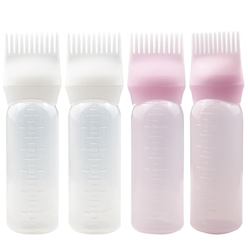 ZGQHZR 4 PCS Root Comb Applicator Bottle,Hair Oiling Applicator,Hair Oil Applicator Bottle for Hair