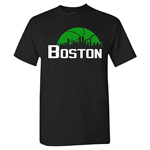 Xtreme Apparrel Boston Basketball City Skyline Men's Fan T-Shirt (Black Shirt, 3XL)