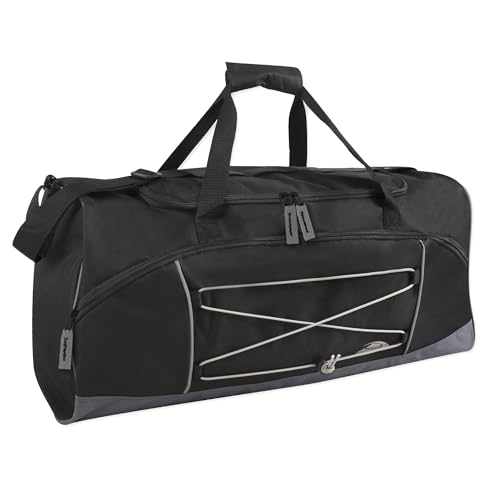 60 Liter, 26 Inch Duffle Bag – Heavy Duty Extra Large Sports Gym Equipment Travel Duffel Bag for Men and Women (Black)