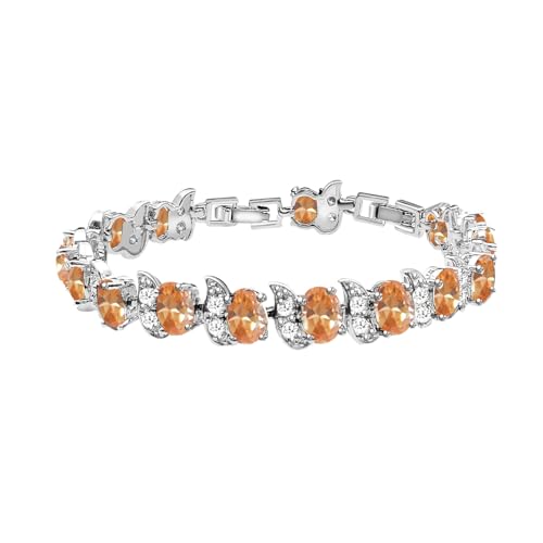Image of LMXXVJ Fashion Tennis Bracelet Created Emerald White Gold Plated Charm Bracelet Gifts Jewelry for Women