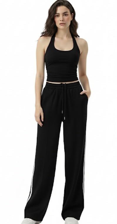 Women Jogger & Crop Top Set | Stylish 2-Piece Co-Ord Lounge Wear for Women | High Waist Joggers with Trendy Crop Top | Casual Wear | Gym Wear | Travel Outfit|Tracksuit Co-Ord for Girls
