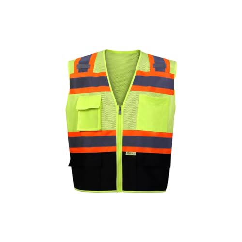 2W International 570BKC-2 2XL Class 2 Contrast Two Tone Vest with Trim Black - 2XL