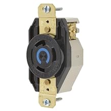 Locking Devices, Twist-Lock, Industrial, Flush Receptacle, 30A 250V, 2-Pole 3-Wire Grounding, L6-30R, Screw Terminal, Black