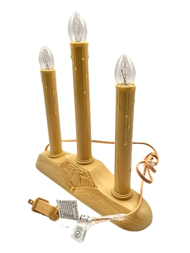 3 Light Plastic Window Candolier with Ivory Base - Clear Bulbs #12031