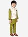 Superminis Boys Solid Color Kurta Pyjama With Printed Fancy White Base Jacket (Green, 18-24 Months)
