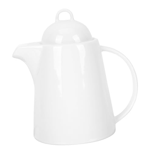 GLEAVI Caffettiera in Ceramica Bianca Spessa con Manico Antiscottatura per Casa e Ufficio Pentola da Caffè Leggera e Pratica per Uso Quotidiano