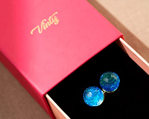Image of Crystal Earrings for Women, Sparkly Austrian Crystal Disco Ball Earrings, 18K Gold Plated Post Drop Earrings with Colorful Spheres, Hypoallergenic & Lightweight, Ideal Gift for Her