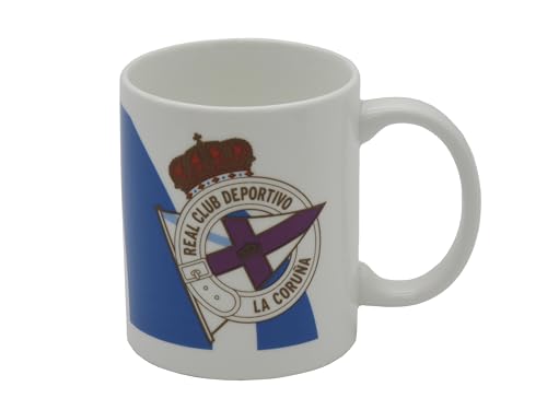 CYPBRANDS Deportivo de la Coruña, Taza, Menaje, Desayuno, Cerámica, Color Blanco, Producto Oficial