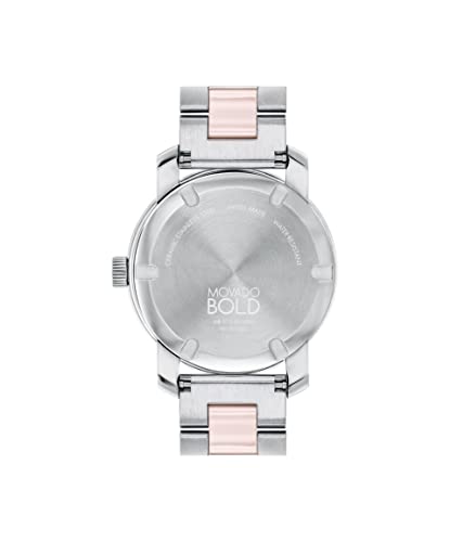 Movado Bold Iconic Women's Watch - Swiss Quartz 2H Movement, Stainless Steel Ceramic Center Link Bracelet - 3 ATM Water Resistance - Sparkling Crystal Details for Her - 36mm3