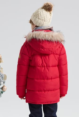 maoo garden Boys Puffer Winter Coats Kids Fake-Down Heavyweight Jacket Waterproof Fur Hooded Parka2