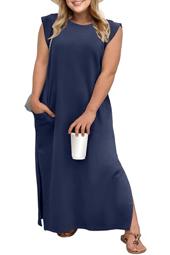 OLRIK 2025 Summer Women's Plus Size Maxi Dresses for Curvy Women ...