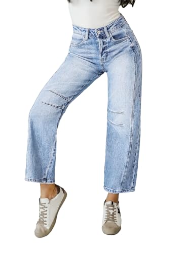 EIMMOL Straight Leg Jeans for Women Fall Fashion Cropped Mid-Rise Boyfriend Micro Stretchy Denim Ankle Pants