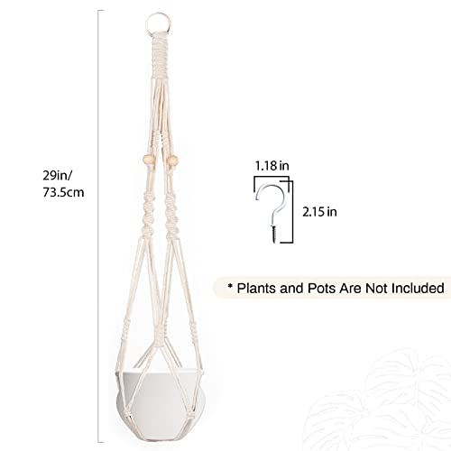 Pikamao Macrame Plant Hanger, 29" Plant Hanger Indoor Hanging Plant Holder Boho Plant Hanger With Hook For Home Decor #TOP2