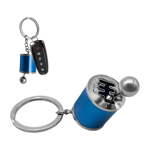 Yourkar Car Gearbox Keychain Manual Shifter Gearbox Key Chain Gear Casing Keyring with Transmission Stick Car Accessories (Blue)