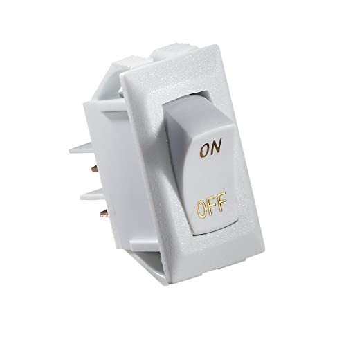 RV Designer S265 Rocker Switch 10 Amp On / Off SPST White w/ Gold Text DC Electrical