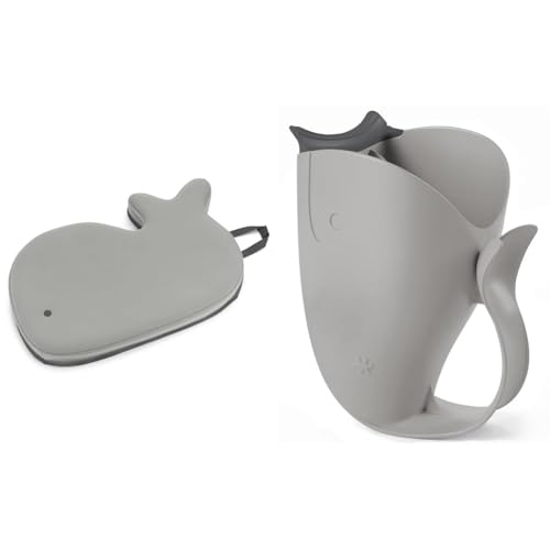 Skip Hop Moby Bath Kneeler and Baby Bath Rinse Cup Tear-Free Waterfall Grey