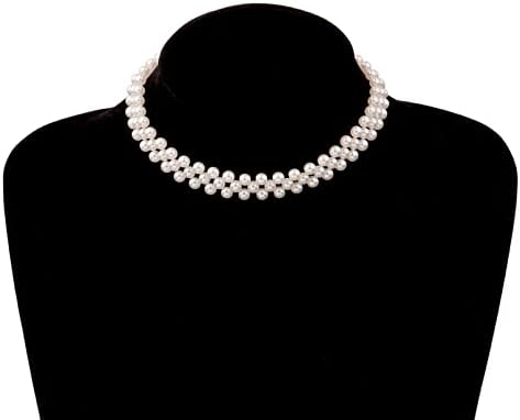 Maggidea Pearl Necklaces Round Imitation Pearl Choker Necklace 1920s Multi Layers Choker Chain Accessory Necklaces Jewelry Gift for Gift,Women,Girlfriend Birthday Anniversary Mother's Day