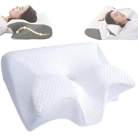 Cleshy Ergonomic Pillow, Cleshy Pillow, Ergonomic Pillow Side Sleeper, Proper Alignment Ergonomic Pillow, Memory Foam Ergonomic Pillows for Sleeping (White) Cover