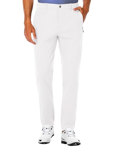 SPECIALMAGIC Golf Pants Men Dress Casual Work Pants 30", White 36W30L