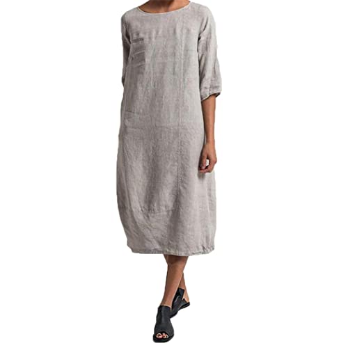 Robe d'été vintage en lin doux et coupe ample fluide