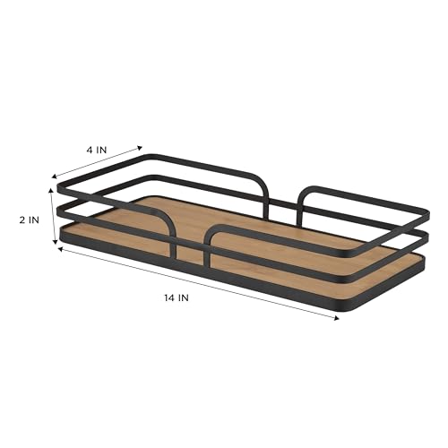 Simplify Vanity Tray | Modern Design | Dimensions 14"x 6.5"x 2.4" | Great for Cosmetics | Candles | Jewelry | Bamboo & Black | by Simplify - Image 5