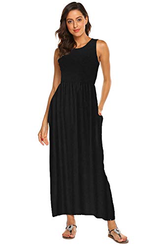 Image of Hount Women's Summer Sleeveless Striped Flowy Casual Long Maxi Dress with Pockets