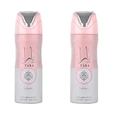 Pack Desodorantes Corporal Yara Rosa Fragancia Arabe. 2X 200ml, Fresco y Suave para Piel Delicada, Larga Duración. Sensacion de Frescura 24 hs protegida