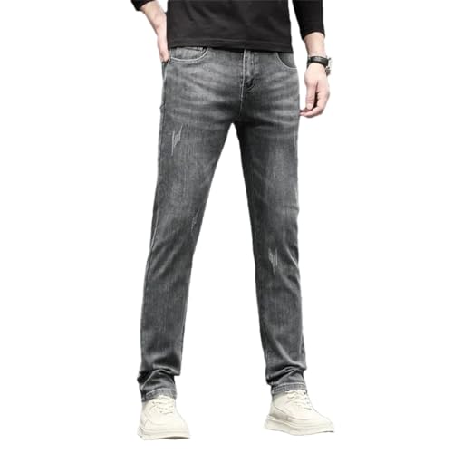 Men's Jeans Slim Fit Embroidery Comfortable Stretchable Mid Waist Hip Hugging Trousers