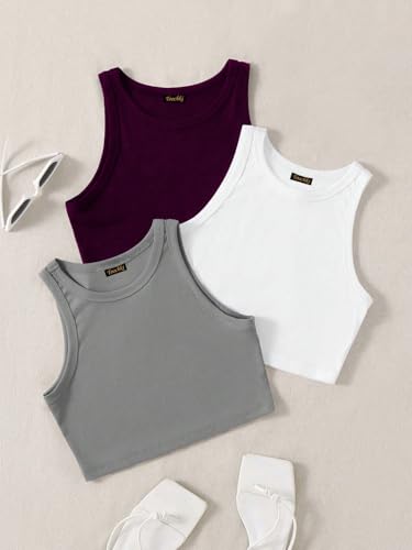 Image of Tops for Women Crop Top for Women's Tank Activewear Tee Sports Western Casual Cotton Camisole Pack of 3 Combo