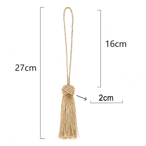 Image of BEL AVENIR 8 Pcs Elegant Polyester Key Tassel Colorful Craft Tassels Charms | Key Tassel for Christmas Tree, DIY Craft Garland Project, Wedding Home Party Decorations, Small Tassel (Golden)