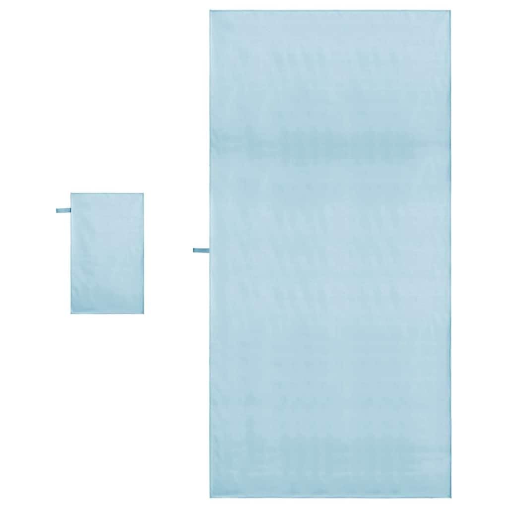 Lot de 2 serviettes de sport bleues en microfibre à séchage rapide et absorbantes pour salle de sport, camping, piscine, bien-être, voyage et confort de salle de bain