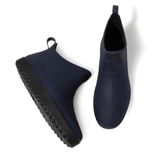 Enelauge Men's Outdoor Waterproof Rain Short Ankle Boots Nonslip Rubber Rain Car Wash Footwear Garden Shoes4